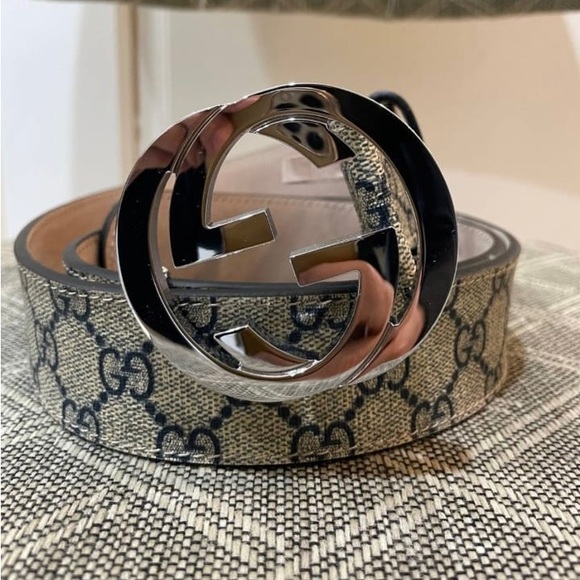 Gucci Gg Supreme Belt Gg Silver Belt Gucci Reversible Leather And - Main Image